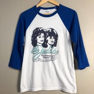 The Judds Naomi Wynonna Concert Tour Baseball Tee T Shirt White Blue Medium